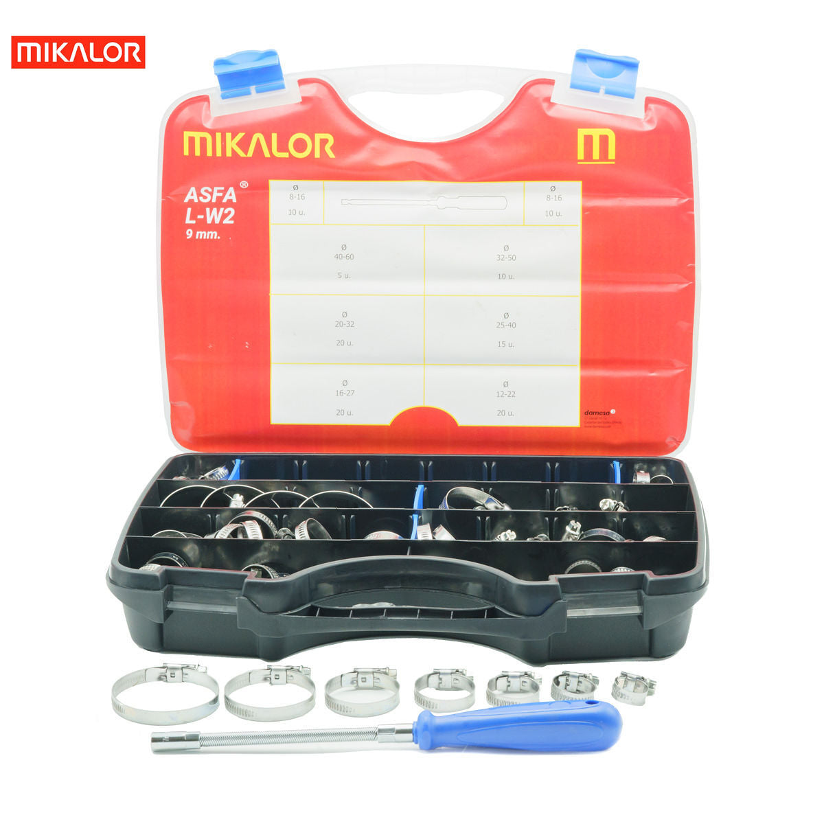Mikalor ASFA-L Worm Drive Assortment Box | AISI 430 Stainless Steel W2 | 110pcs 3503211 - HCL Clamping USA - Image 4