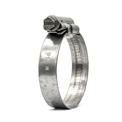 1/2" Embossed Mikalor ASFA-S Worm Gear Hose Clamp - Full 304 Stainless Steel Construction 5/8-1in (16-27mm) - HCL Clamping USA - Image 1