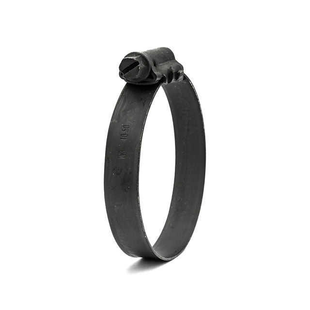 3/8" Mikalor ASFA L Black Worm Drive Hose Clamp: Full 430SS Band & Screw 5/16-5/8in (8-16mm) - HCL Clamping USA - Image 1