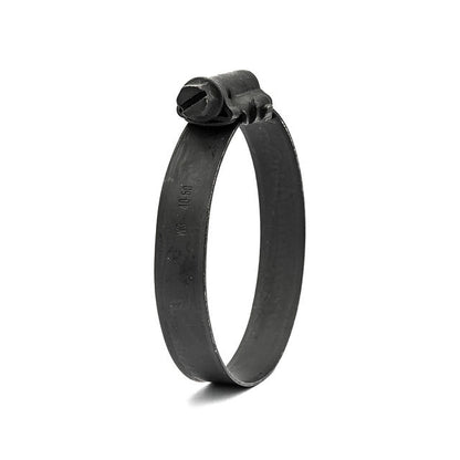 3/8" Mikalor ASFA L Black Worm Drive Hose Clamp: Full 430SS Band & Screw 5/16-5/8in (8-16mm) - HCL Clamping USA - Image 1