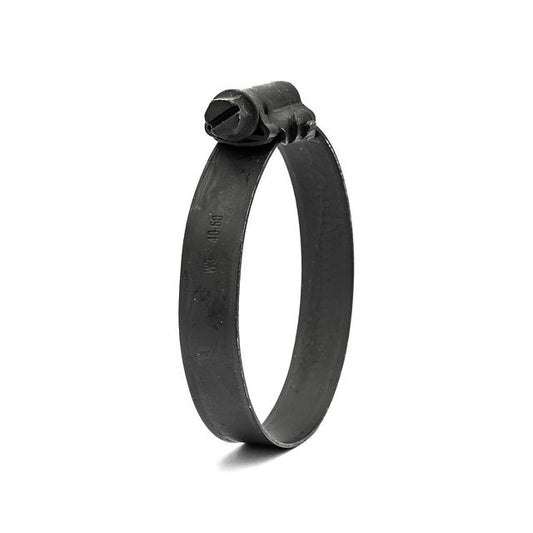 3/8" Mikalor ASFA L Black Worm Drive Hose Clamp: Full 430SS Band & Screw 5/16-5/8in (8-16mm) - HCL Clamping USA - Image 1