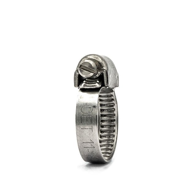 3/16" Embossed Oetiker Mini Worm Gear Hose Clamp: 304SS Band & Screw 1/4−7/16in (7-11mm) - HCL Clamping USA - Image 1