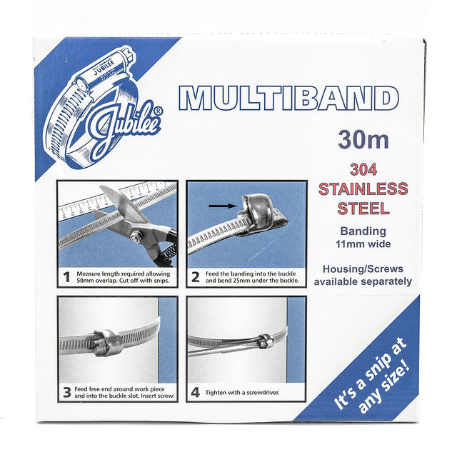 7/16" Jubilee Multiband Worm Gear Hose Clamp DIY Kit - 304 Stainless Steel Band & Screw 10m - 30 ft Reel - HCL Clamping USA - Image 18