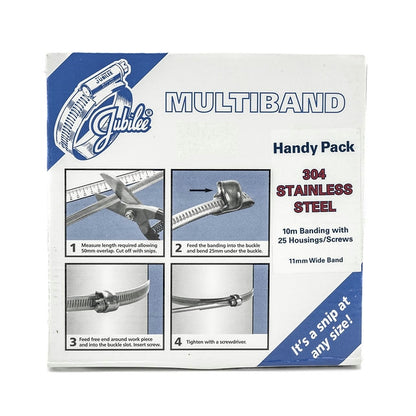 7/16" Jubilee Multiband Worm Gear Hose Clamp DIY Kit - 304 Stainless Steel Band & Screw 10m - 30 ft Reel - HCL Clamping USA - Image 6