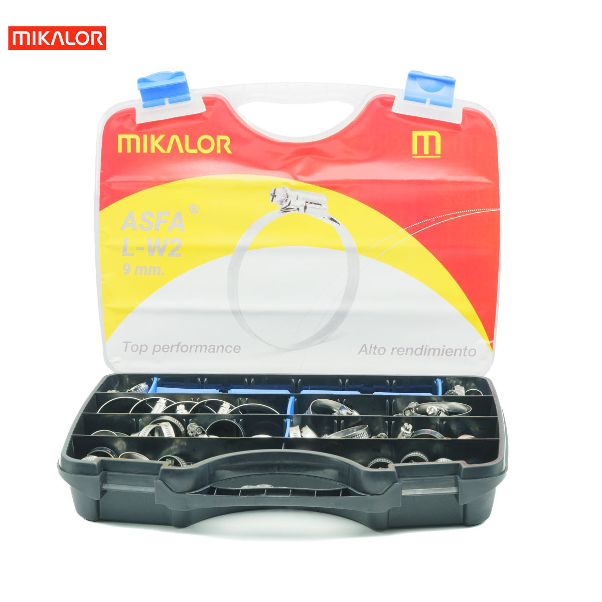 Mikalor ASFA-L Worm Drive Assortment Box | AISI 430 Stainless Steel W2 | 110pcs