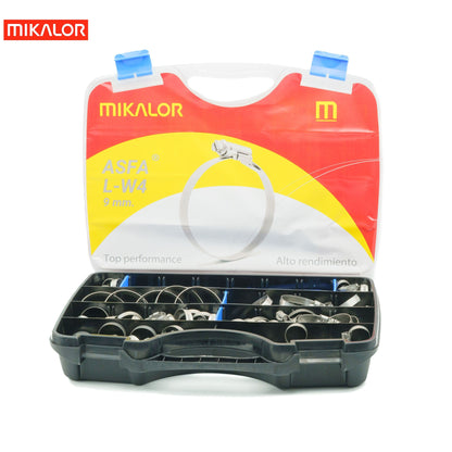 Mikalor ASFA-L Worm Drive Assortment Box | AISI 304 Stainless Steel W4 | 110pcs