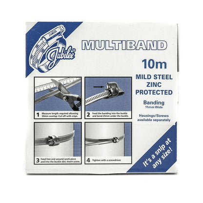 7/16" Jubilee Multiband Worm Gear Hose Clamp DIY Kit - 304 Stainless Steel Band & Screw