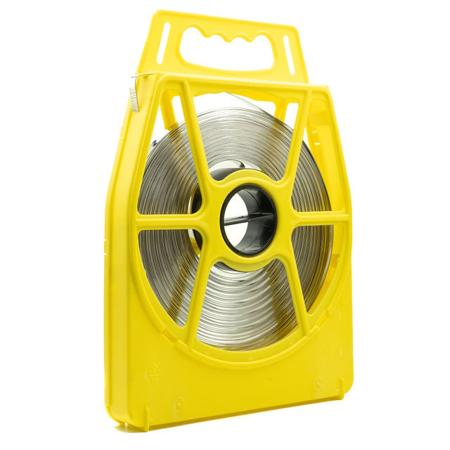 Band-It Standard Stainless Steel Banding Solutions Dispenser Pack 3/8in / 100ft Reel - Yellow - HCL Clamping USA - Image 2