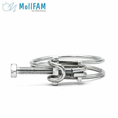 Double Wire Screw Hose Clamp - 38.5-43mm - Zinc Plated Steel - HCL Clamping USA- DWS-043