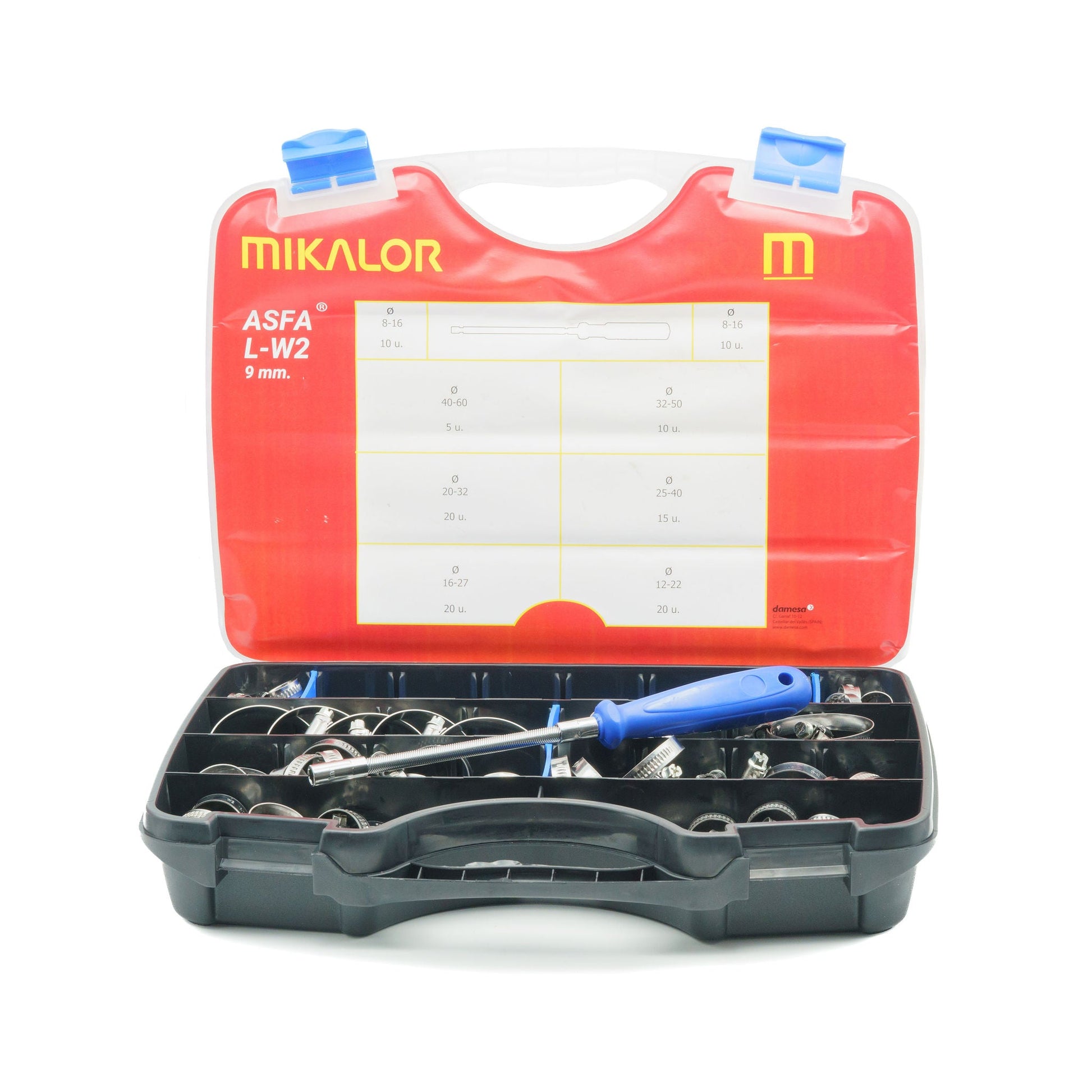 Mikalor ASFA-L Worm Drive Assortment Box | AISI 430 Stainless Steel W2 | 110pcs 3503211 - HCL Clamping USA - Image 1