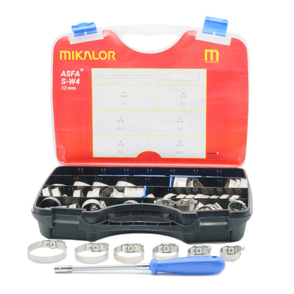 Mikalor ASFA-S Worm Drive Assortment Box | AISI 304 W4 | 73pcs 3503251 - HCL Clamping USA - Image 1