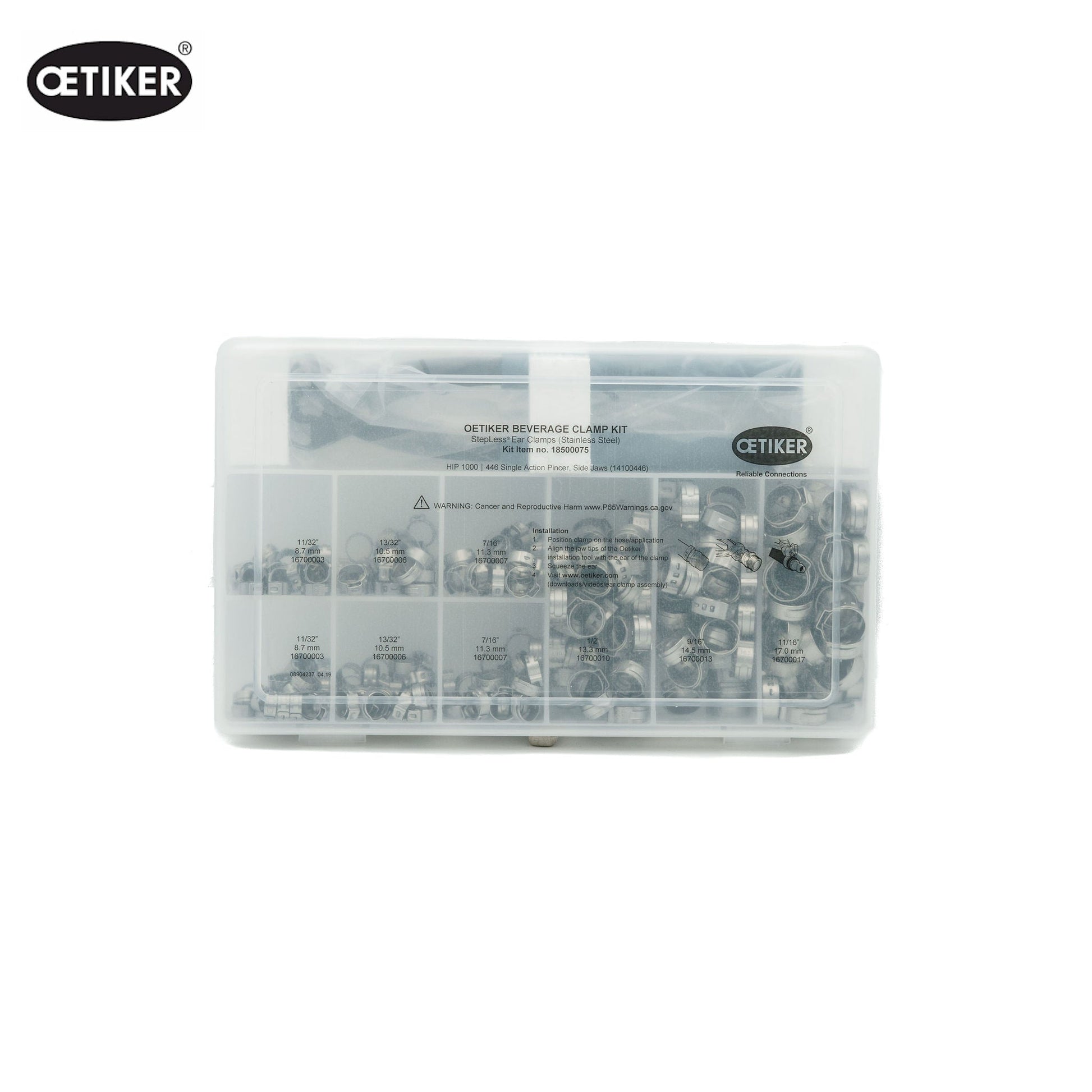 Oetiker Beverage Stepless Ear Hose Clamp Kit - 301 pcs 18500075 - HCL Clamping USA - Image 2