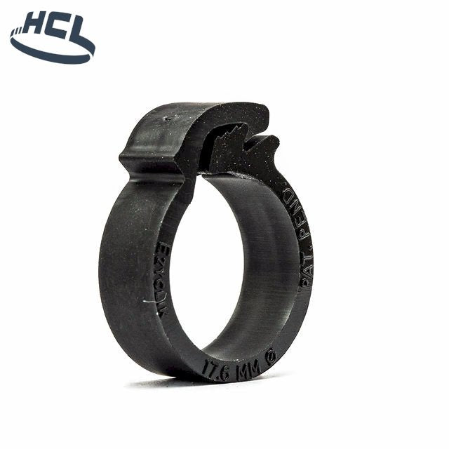 Plastic Hose Clip - Ezyclik - 36.5mm Black - PA66 - HCL Clamping USA- EZY-P-36.5-PA66-BK