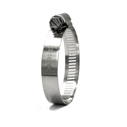 Worm Gear Hose Clamp - 304SS Dia: 5.12-6.02" / 130-153mm - CLEARANCE - HCL Clamping USA- WD-PERF-13-153-W4