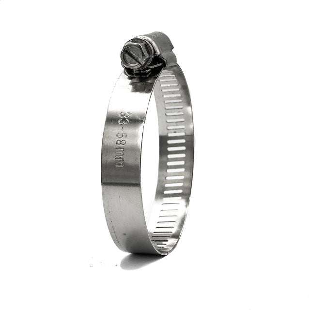 Worm Gear Hose Clamp - 304SS Dia: 5.12-6.02" / 130-153mm - CLEARANCE - HCL Clamping USA- WD-PERF-13-153-W4